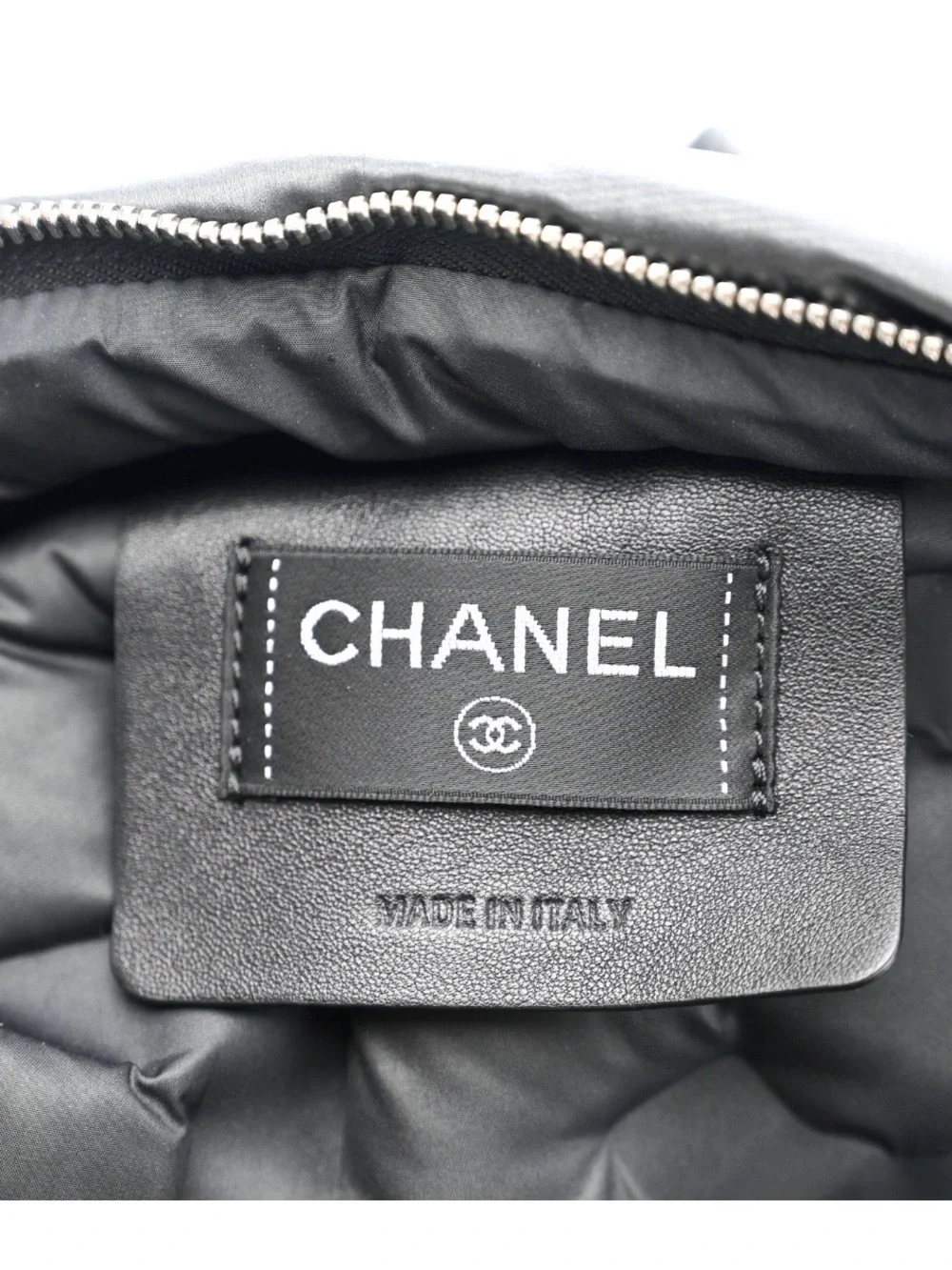 Chanel grey Black Quilted Logo Backpack
